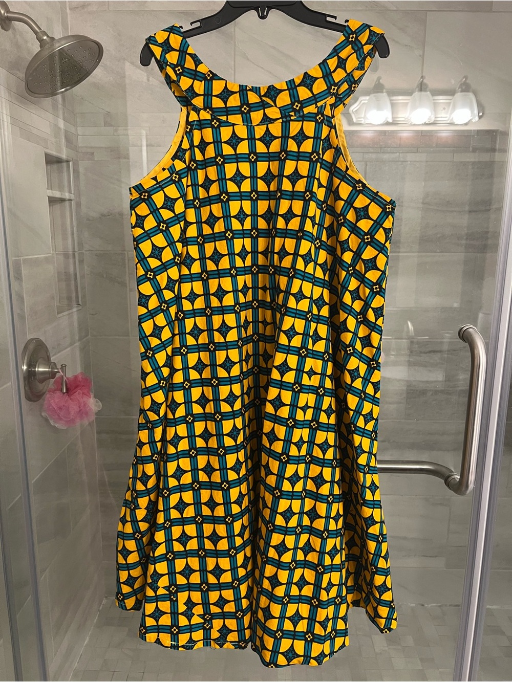Yellow Geometric Mini Dress - Sleeveless Summer Dress